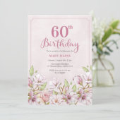 60. Geburtstag Einladung Rosa Bläschen (Stehend Vorderseite)