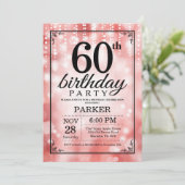 60. Geburtstag Einladung Roter Glitzer (Stehend Vorderseite)