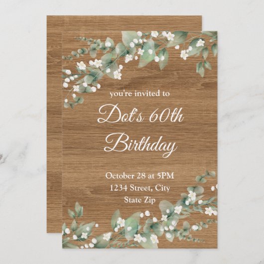 60. Geburtstag Einladung - Rustikale Vegetation | (Vorne/Hinten)