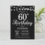 60. Geburtstag Einladung Schwarz und Weiß (Stehend Vorderseite)