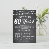 60. Geburtstag Einladung - Schwarz & Weiß - Beifal (Stehend Vorderseite)