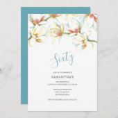 60. Geburtstag Einladung White Magnolias (Vorne/Hinten)