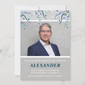 60. Geburtstag Einladungen Männer Confetti Foto Bl (Vorderseite)
