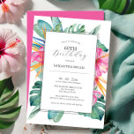 60. Geburtstag Einladungen Tropical<br><div class="desc">Feiern Sie mit diesen tropischen Party Einladungen des Luaus-Pools ihre 60. Diese eleganten Einladungen aus dem 60. Jahrhundert, die für ein hawaiianisches Ambiente konzipiert wurden, sind mit atemberaubenden Aquarellfarben, rosa Blume und üppigen Blätter aus Palmen ausgestattet und eignen sich ideal für ein festliches und lebendiges Fest. Personalisieren Sie einfach die...</div>