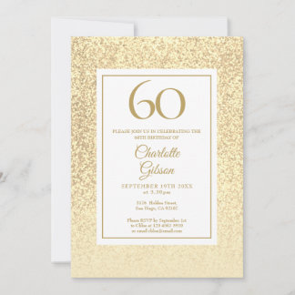 60. Geburtstag Elegant Champagner Gold Glitter Einladung