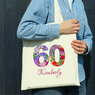 60. Geburtstag elegante Blütenstüte Tragetasche
