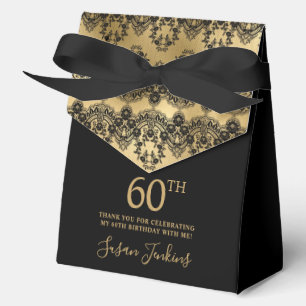60. Geburtstag Elegante Goldspitze Dankeschön Geschenkschachtel