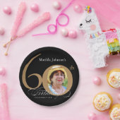 60. Geburtstag Elegantes Gold Black Calligraphy Fo Pappteller (Party)