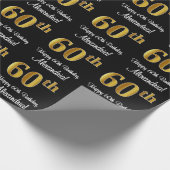 60. Geburtstag: Elegantes Luxuriöse Imitate Gold L Geschenkpapier (Ecke)