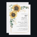 60. Geburtstag Eukalyptus Greenery Blütenblume Einladung<br><div class="desc">Eukalyptus Sonnenblume Blumenschrift 60. Geburtstag Einladung können Sie leicht mit Ihren Party-Details,  indem Sie auf die Schaltfläche "Personalisieren". Mit leuchtend gelben Blumen und Grün sukkulent mit einem geometrischen Rahmen aus Goldfolie und modernen Typografie</div>
