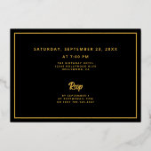 60. Geburtstag Foto Black Gold Elegant Folieneinladung (Rückseite)