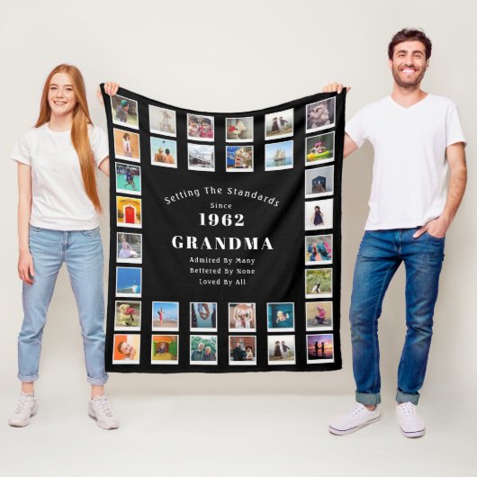 60. Geburtstag Foto Collage Oma Fleece Blanket (Beispiel)