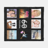 60. Geburtstag Foto Collage schwarz Fleecedecke (Vorderseite (Horizontal))