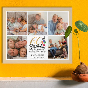 60. Geburtstag Foto-Collage Script-Typografie Poster