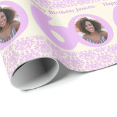 60. Geburtstag Foto Damaskus Creme lila Verpackung Geschenkpapier (Rolleneckpunkt)