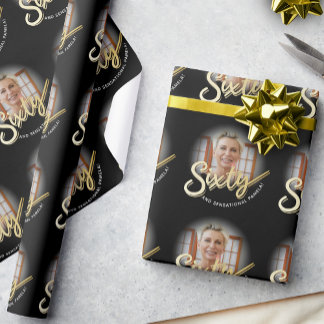 60. Geburtstag Foto-Drehbuch Gold-Brauch Geschenkpapier