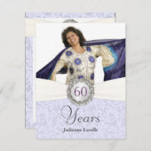 60. Geburtstag Foto Einladungen - Antique Damask (Vorne/Hinten)