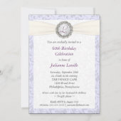 60. Geburtstag Foto Einladungen Lavender Damask (Rückseite)