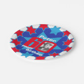 60. Geburtstag Foto Name Blue Star Papierteller (Schrägansicht)