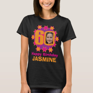 60. Geburtstag Foto Name Rosa Stern T - Shirt