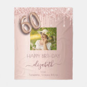 60. Geburtstag Foto Rose Gold Rosa Freunde Fleecedecke (Vorderseite)