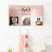 60. Geburtstag Foto Rose Gold Rosa Glitzer Banner (Insitu)