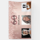 60. Geburtstag Foto Rose Gold Rosa Glitzer Banner (Vertikal)