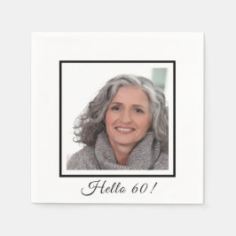 60. Geburtstag Foto weiß schwarz minimalistisch el Serviette