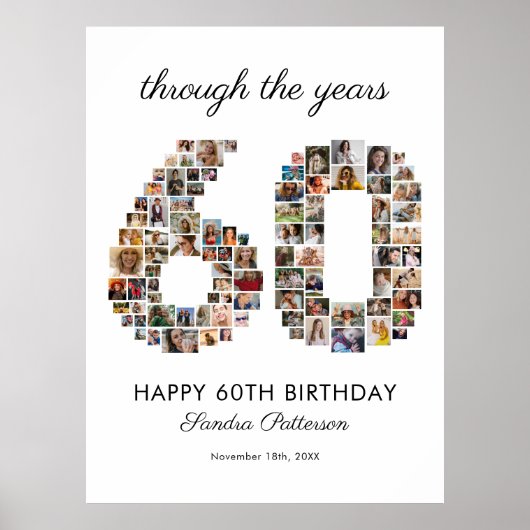60. Geburtstag Fotocollage Poster (Vorne)