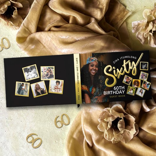 60. Geburtstag Fotos schwarzes Gold Gästebuch