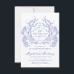 60. Geburtstag Französisches Vintages blaues Wappe Einladung<br><div class="desc">Ein elegantes französisches Vintages blühendes Wappen steht im Mittelpunkt der Bühne dieses zeitlosen Geburtstags. Verziert,  formell und sehr feminin macht jede Geburtstagsfrau ein ganz besonderes Gefühl. Die Party-Vorräte werden koordiniert.</div>