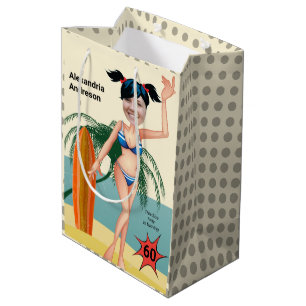 60. Geburtstag Frauen New Funny Beach Bikini Mittlere Geschenktüte