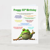60. Geburtstag, Frosch Jokes Karte (Vorderseite)