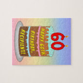 60. Geburtstag: Fun Cake and Candles + Individuell Puzzle (Horizontal)