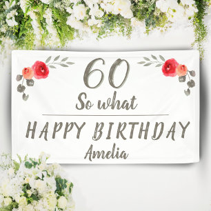 60. Geburtstag Funny Watercolor Blume Floral Banner