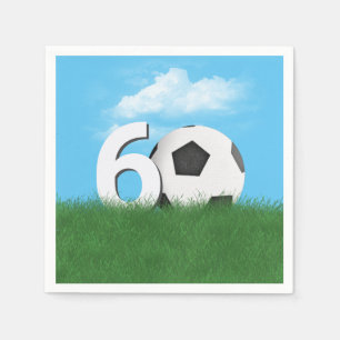 60. Geburtstag Fußball-Ball in Grüngras Serviette