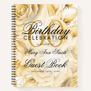 60. Geburtstag Gästebuch Party Floral Gold Notizblock