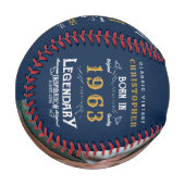 60. Geburtstag Geboren 1963 Monogramm Foto Legend  Baseball (Vorderseite Links)