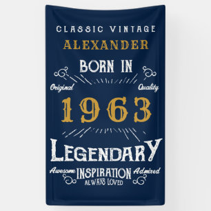 60. Geburtstag Geboren 1963 Name Legend Blue Gold  Banner