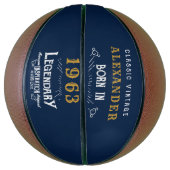 60. Geburtstag Geboren 1963 Name Legend Blue Gold  Basketball (Vertikal)