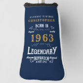 60. Geburtstag Geboren 1963 Name Legend Blue Gold  Golf Headcover (Rotieren 90)