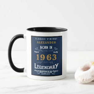 60. Geburtstag Geboren 1963 Retro-Legende Blau Gol Tasse