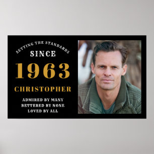 60. Geburtstag Geboren 1963 Schwarzes Foto hinzufü Poster