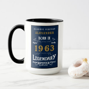 60. Geburtstag Geboren 1963 Vintage Legende Blau G Tasse