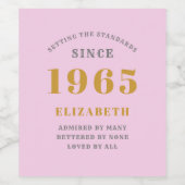 60. Geburtstag Geboren 1965 Name Rosa Grau hinzufü Weinetikett (Einzelnes Label)