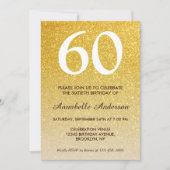 60. Geburtstag Gelb Glitzer Sparkle Ombre Einladung (Vorderseite)