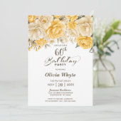 60. Geburtstag Gelbes Rosenblumengebirge Party Einladung (Stehend Vorderseite)