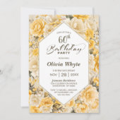 60. Geburtstag Gelbes Rosenblumengebirge Party Einladung (Vorderseite)