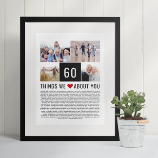 60. Geburtstag Geschenke Dinge, die wir Liebe List Poster