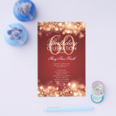 60. Geburtstag Glam Lights Gold Red Menu Flyer (Einzeln)